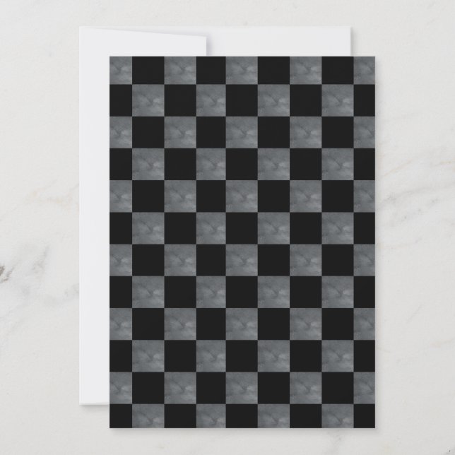 Geburtstagsparty "Black and Gray Checkered" Einladung (Rückseite)