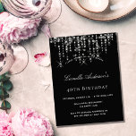 Geburtstagsparty Black Silber Stern Einladung zum<br><div class="desc">Eine 40. (oder jedes Alter) Geburtstagsfeier Einladung. Ein schwarzer Hintergrund mit Imitaten silbernen Sternen. Personalisieren und fügen Sie einen Namen und Party-Details hinzu. Weißer Text.</div>