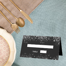 Geburtstagsparty Black Silver Glitzer Glitzern Platzkarte