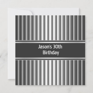 Geburtstagsparty Black Silver Mens 30. Einladung