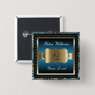 Geburtstagsparty | Blau und Gold Button