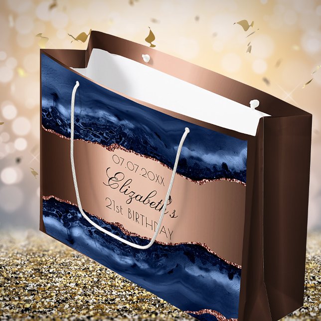Geburtstagsparty "Blue agate Kupfer" Große Geschenktüte (Von Creator hochgeladen)