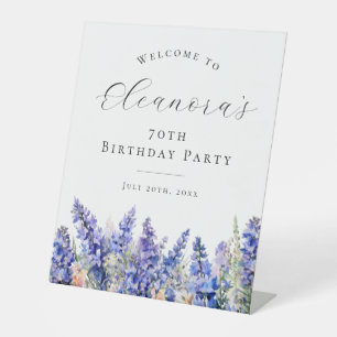 Geburtstagsparty Blue July Birth Blume Willkommen Sockelschild