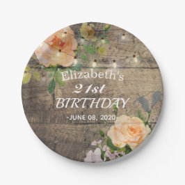 Geburtstagsparty-Blume Rustikale Holz-String-Licht Pappteller