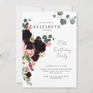 Geburtstagsparty Blush & Burgund Bloral Einladung