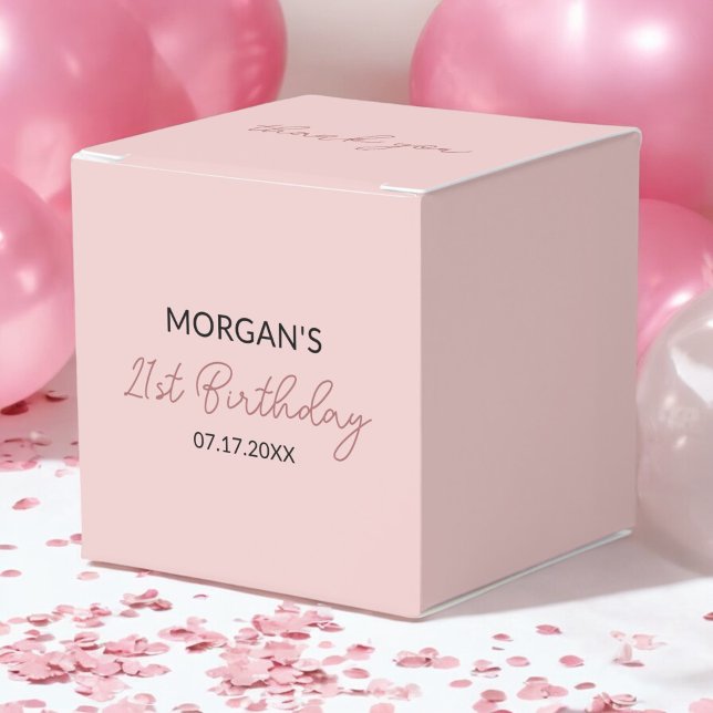 Geburtstagsparty Blush Pink Danke Name Geschenkschachtel (Von Creator hochgeladen)