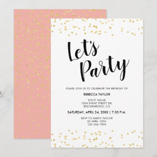 Geburtstagsparty Blush Pink Gold Imitats Foil Dots Einladung