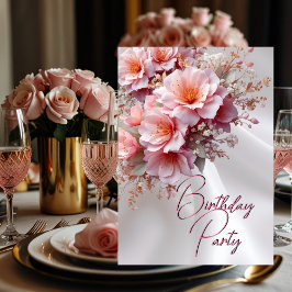 Geburtstagsparty Blush Pink Lilac Blume Weiße Seid Einladung