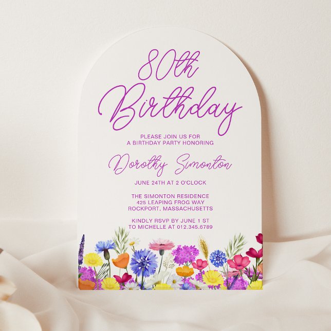 Geburtstagsparty Boho Lila Wildblume Arch Einladung (Von Creator hochgeladen)