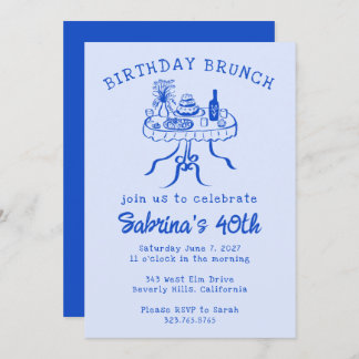 Geburtstagsparty Buffet Tischhandgezeichnet Einladung