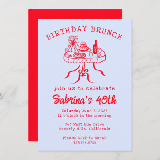 Geburtstagsparty Buffet Tischhandgezeichnet Einladung