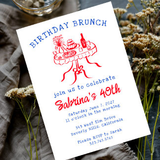 Geburtstagsparty Buffet Tischhandgezeichnet Einladung