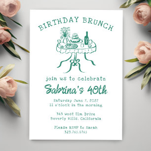 Geburtstagsparty Buffet Tischhandgezeichnet Einladung