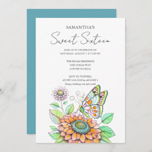 Geburtstagsparty Butterfly Thema Einladung