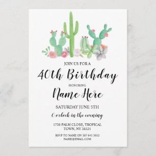 Geburtstagsparty Cactus jedes Alter Hübsch Cacti E Einladung