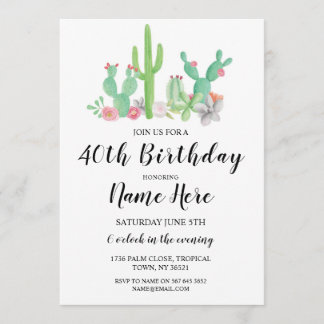 Geburtstagsparty Cactus jedes Alter Hübsch Cacti E Einladung