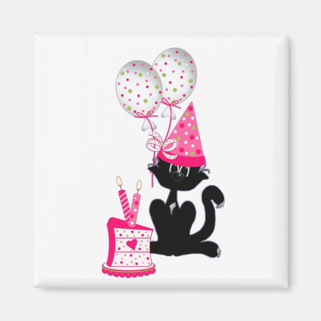 Geburtstagsparty Cat Magnet (Vorne)