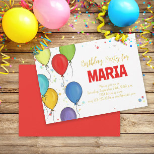 Geburtstagsparty Celebration Balloons Spaß Confett Einladung