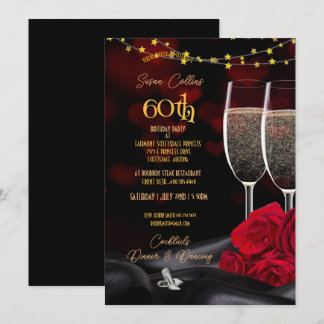 Geburtstagsparty Champagne & Rose Geburtstag Inv. Einladung