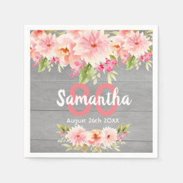 Geburtstagsparty Coral Dahlia Blume grau Serviette