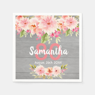 Geburtstagsparty Coral Dahlia Blume grau Serviette