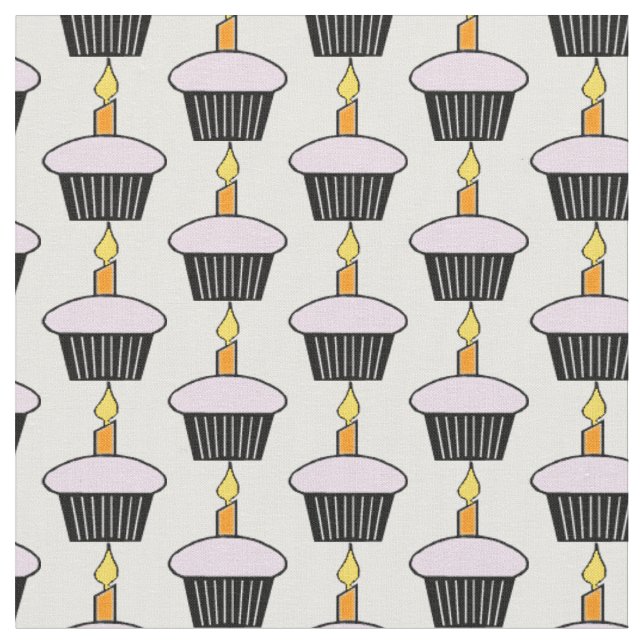 Geburtstagsparty Cupcake Themenstoff Stoff (Nahaufnahme)