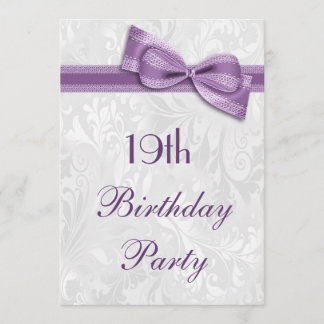Geburtstagsparty Damask und Imitat Bow Einladung