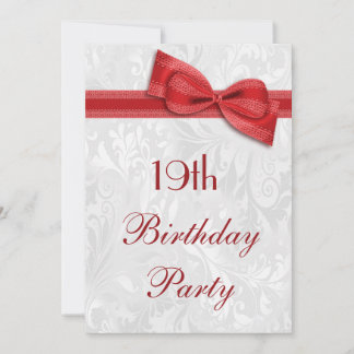 Geburtstagsparty Damask und Imitat Bow Einladung