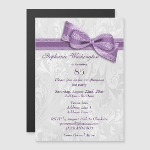 Geburtstagsparty Damask und Imitats Bow Magneteinladung