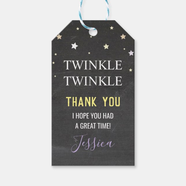 Geburtstagsparty Danke Tags Twinkle Twinkle Geschenkanhänger (Vorderseite)