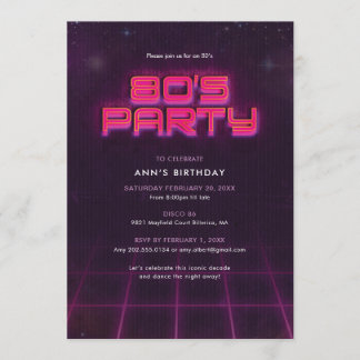 Geburtstagsparty der 80er einladung