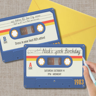 Geburtstagsparty der 80er Jahre, Angaben zum Kasse Einladung