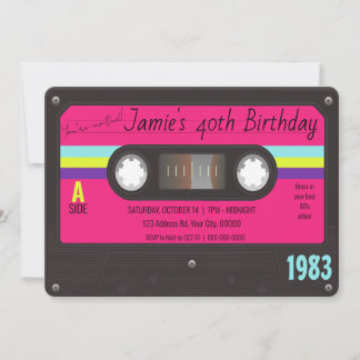 Geburtstagsparty der 80er Jahre, Retro-Kassettenba Einladung