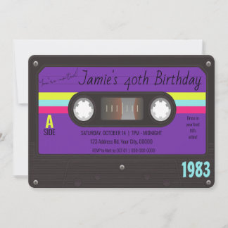 Geburtstagsparty der 80er Jahre, Retro-Kassettenba Einladung