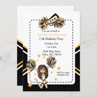 Geburtstagsparty der Chefin in Weiß, Schwarz & Gol Einladung