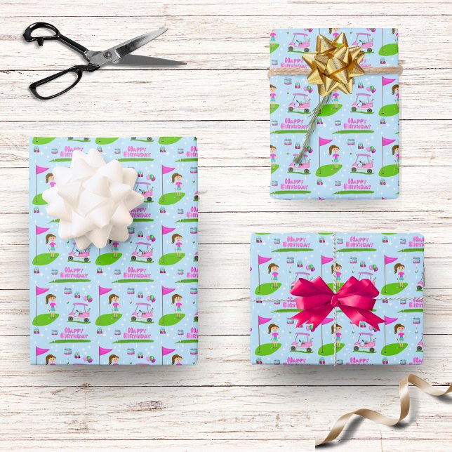 Geburtstagsparty der coolen Girl's Golden Themed Geschenkpapier Set (Von Creator hochgeladen)