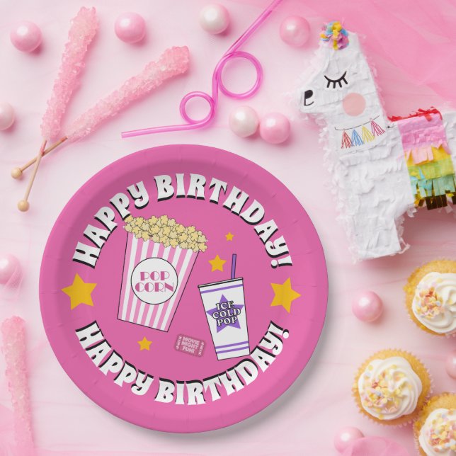 Geburtstagsparty der Girl's Movie Night Pappteller (Party)
