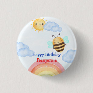 Geburtstagsparty der niedlichen Honigbiene Button