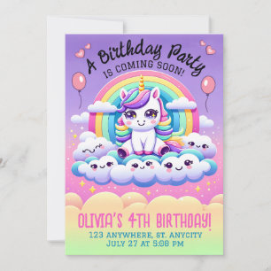 Geburtstagsparty der Unicorn Einladung