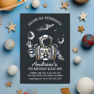 Geburtstagsparty des Astronauten & Planets Boys Einladung