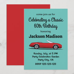 Geburtstagsparty des Klassikers Red Car Einladung