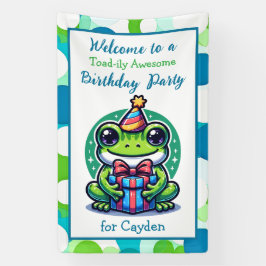 Geburtstagsparty des niedlichen Frog Themed Boys Banner