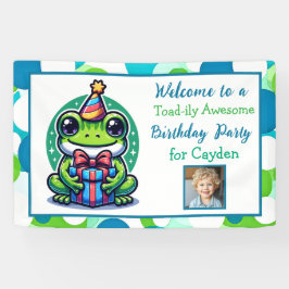 Geburtstagsparty des niedlichen Frog Themed Boys Banner