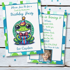 Geburtstagsparty des niedlichen Frog Themed Boys Einladung