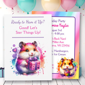 Geburtstagsparty des niedlichen Hamsters Themed Gi Einladung