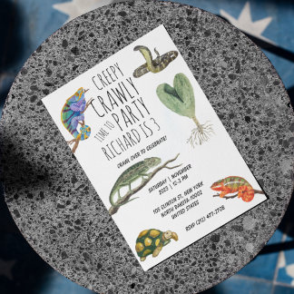 Geburtstagsparty des niedlichen Reptile Themed Kid Einladung