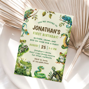 Geburtstagsparty des niedlichen Reptile Themed Kid Einladung