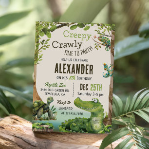 Geburtstagsparty des niedlichen Reptile Themed Kid Einladung