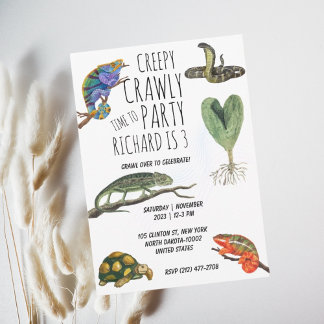Geburtstagsparty des niedlichen Reptile Themed Kid Einladung