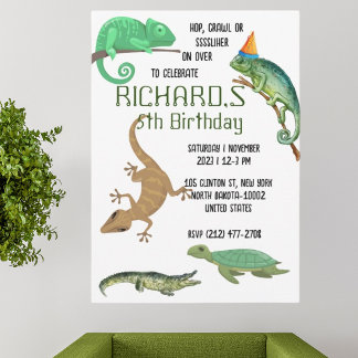Geburtstagsparty des niedlichen Reptile Themed Kid Einladung
